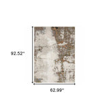 5' X 8' Grey Salmon Pink Blue Beige And Green Abstract Power Loom Stain Resistant Area Rug - Homeroots - Flyclothing LLC