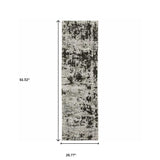 2' X 8' Grey Charcoal Black And Ivory Abstract Power Loom Stain Resistant Runner Rug - Homeroots - Flyclothing LLC