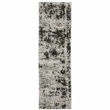 2' X 8' Grey Charcoal Black And Ivory Abstract Power Loom Stain Resistant Runner Rug - Homeroots - Flyclothing LLC