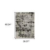 3' X 5' Grey Charcoal Black And Ivory Abstract Power Loom Stain Resistant Area Rug - Homeroots - Flyclothing LLC
