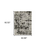5' X 8' Grey Charcoal Black And Ivory Abstract Power Loom Stain Resistant Area Rug - Homeroots - Flyclothing LLC