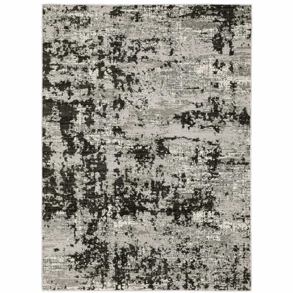 5' X 8' Grey Charcoal Black And Ivory Abstract Power Loom Stain Resistant Area Rug - Homeroots - Flyclothing LLC