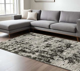 6' X 9' Grey Charcoal Black And Ivory Abstract Power Loom Stain Resistant Area Rug - Homeroots - Flyclothing LLC