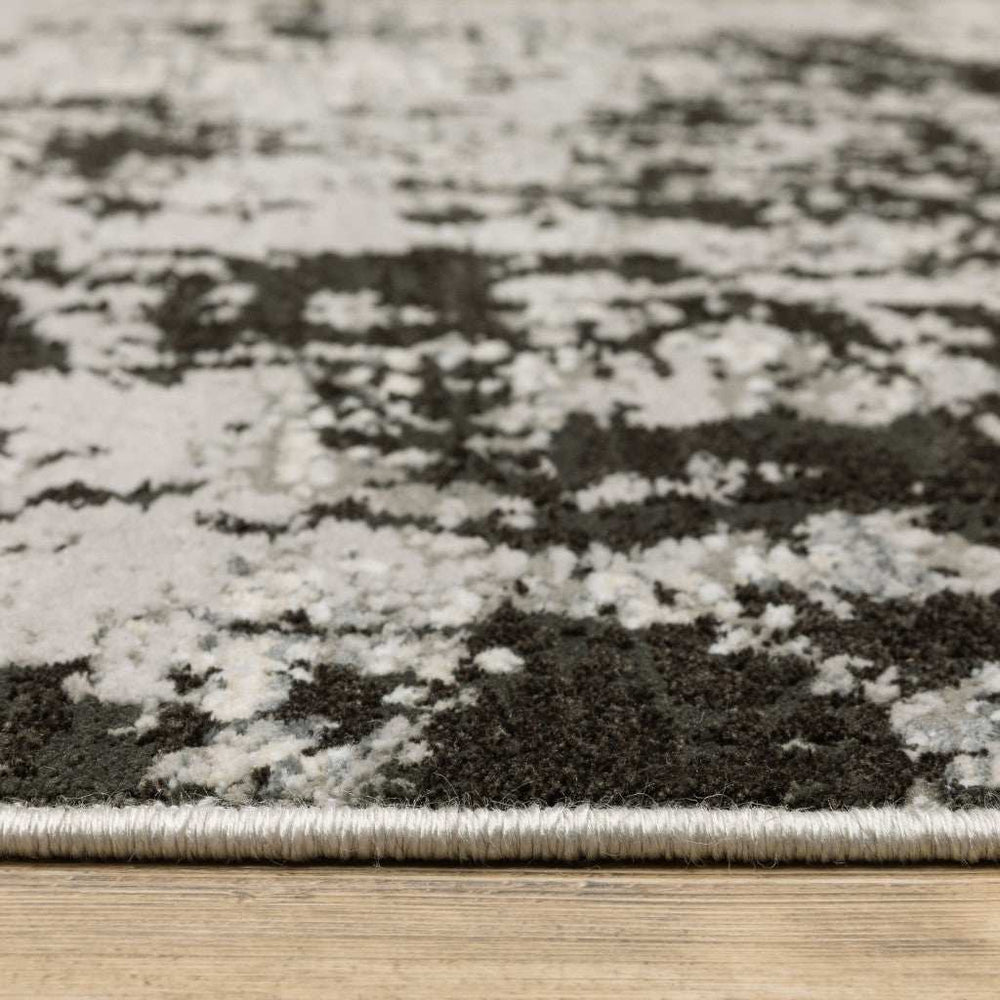 6' X 9' Grey Charcoal Black And Ivory Abstract Power Loom Stain Resistant Area Rug - Homeroots - Flyclothing LLC
