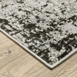 8' X 11' Grey Charcoal Black And Ivory Abstract Power Loom Stain Resistant Area Rug - Homeroots - Flyclothing LLC