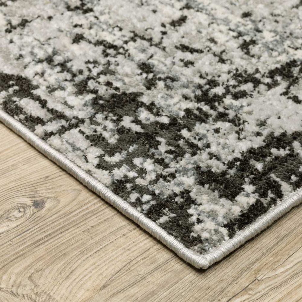 10' X 13' Grey Charcoal Black And Ivory Abstract Power Loom Stain Resistant Area Rug - Homeroots - Flyclothing LLC