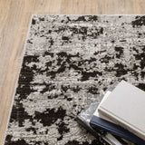 10' X 13' Grey Charcoal Black And Ivory Abstract Power Loom Stain Resistant Area Rug - Homeroots - Flyclothing LLC