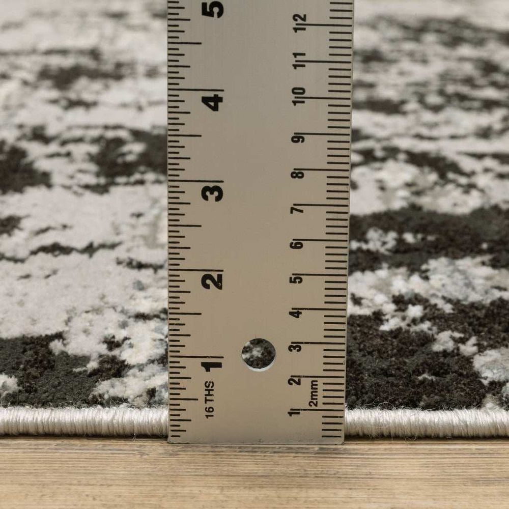 10' X 13' Grey Charcoal Black And Ivory Abstract Power Loom Stain Resistant Area Rug - Homeroots - Flyclothing LLC