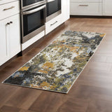 2' X 8' Grey Gold Blue Orange Beige And Brown Abstract Power Loom Stain Resistant Runner Rug - Homeroots - Flyclothing LLC