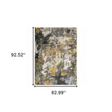 5' X 8' Grey Gold Blue Orange Beige And Brown Abstract Power Loom Stain Resistant Area Rug - Homeroots - Flyclothing LLC