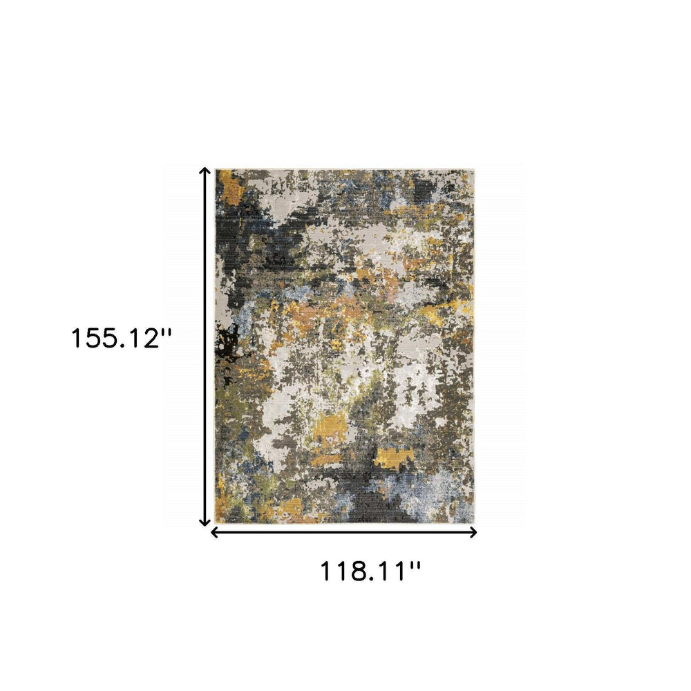 10' X 13' Grey Gold Blue Orange Beige And Brown Abstract Power Loom Stain Resistant Area Rug - Homeroots - Flyclothing LLC