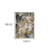 10' X 13' Grey Gold Blue Orange Beige And Brown Abstract Power Loom Stain Resistant Area Rug - Homeroots - Flyclothing LLC