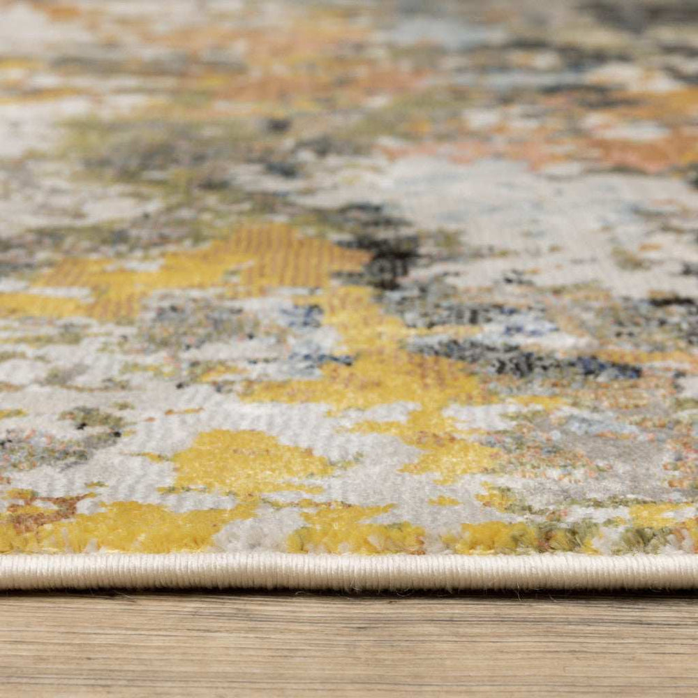 10' X 13' Grey Gold Blue Orange Beige And Brown Abstract Power Loom Stain Resistant Area Rug - Homeroots - Flyclothing LLC