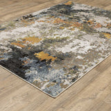 10' X 13' Grey Gold Blue Orange Beige And Brown Abstract Power Loom Stain Resistant Area Rug - Homeroots - Flyclothing LLC