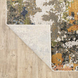 10' X 13' Grey Gold Blue Orange Beige And Brown Abstract Power Loom Stain Resistant Area Rug - Homeroots - Flyclothing LLC