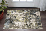 3' X 5' Grey Green Gold Blue And Beige Abstract Power Loom Stain Resistant Area Rug - Homeroots - Flyclothing LLC