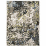 3' X 5' Grey Green Gold Blue And Beige Abstract Power Loom Stain Resistant Area Rug - Homeroots - Flyclothing LLC