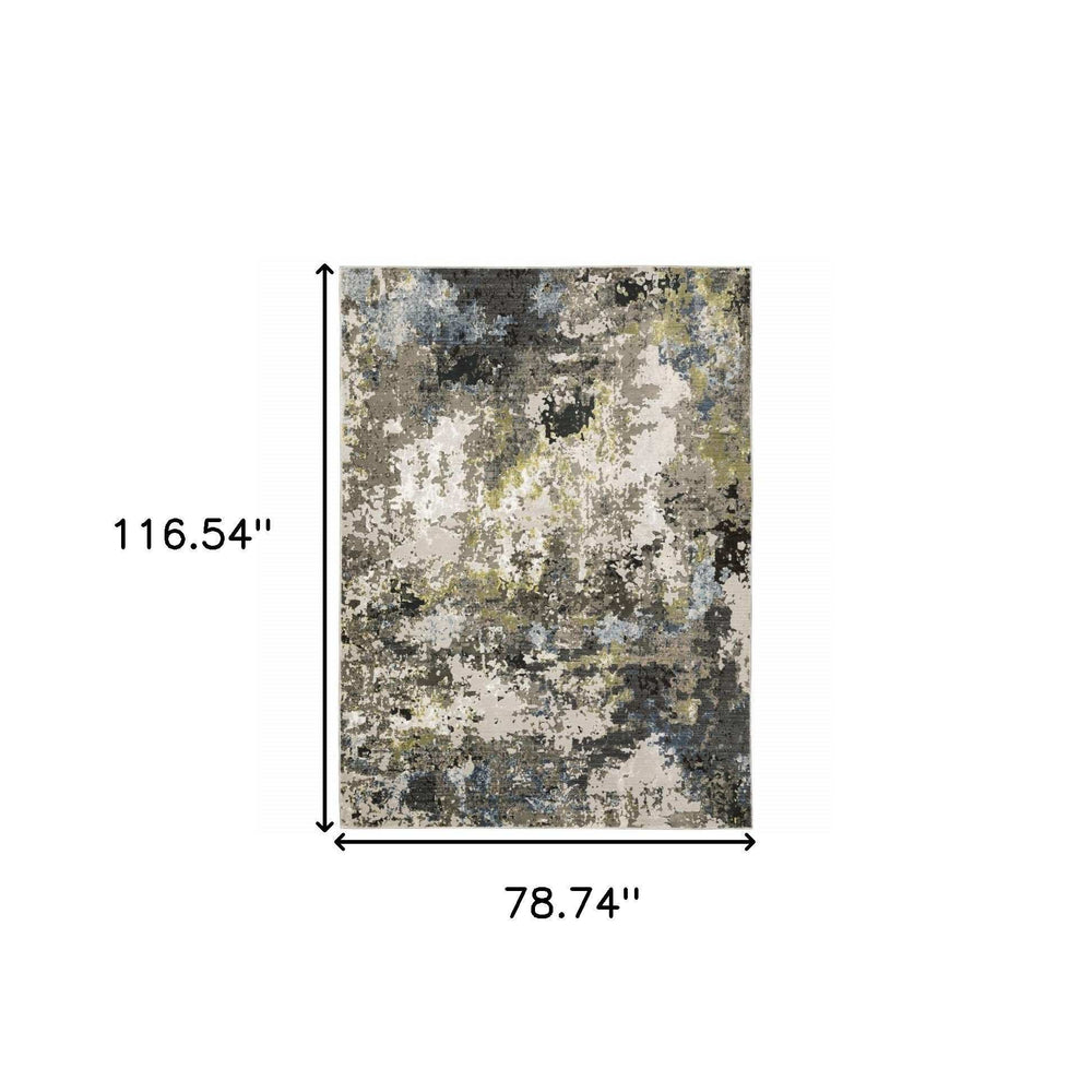 6' X 9' Grey Green Gold Blue And Beige Abstract Power Loom Stain Resistant Area Rug - Homeroots - Flyclothing LLC