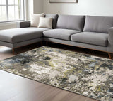 6' X 9' Grey Green Gold Blue And Beige Abstract Power Loom Stain Resistant Area Rug - Homeroots - Flyclothing LLC