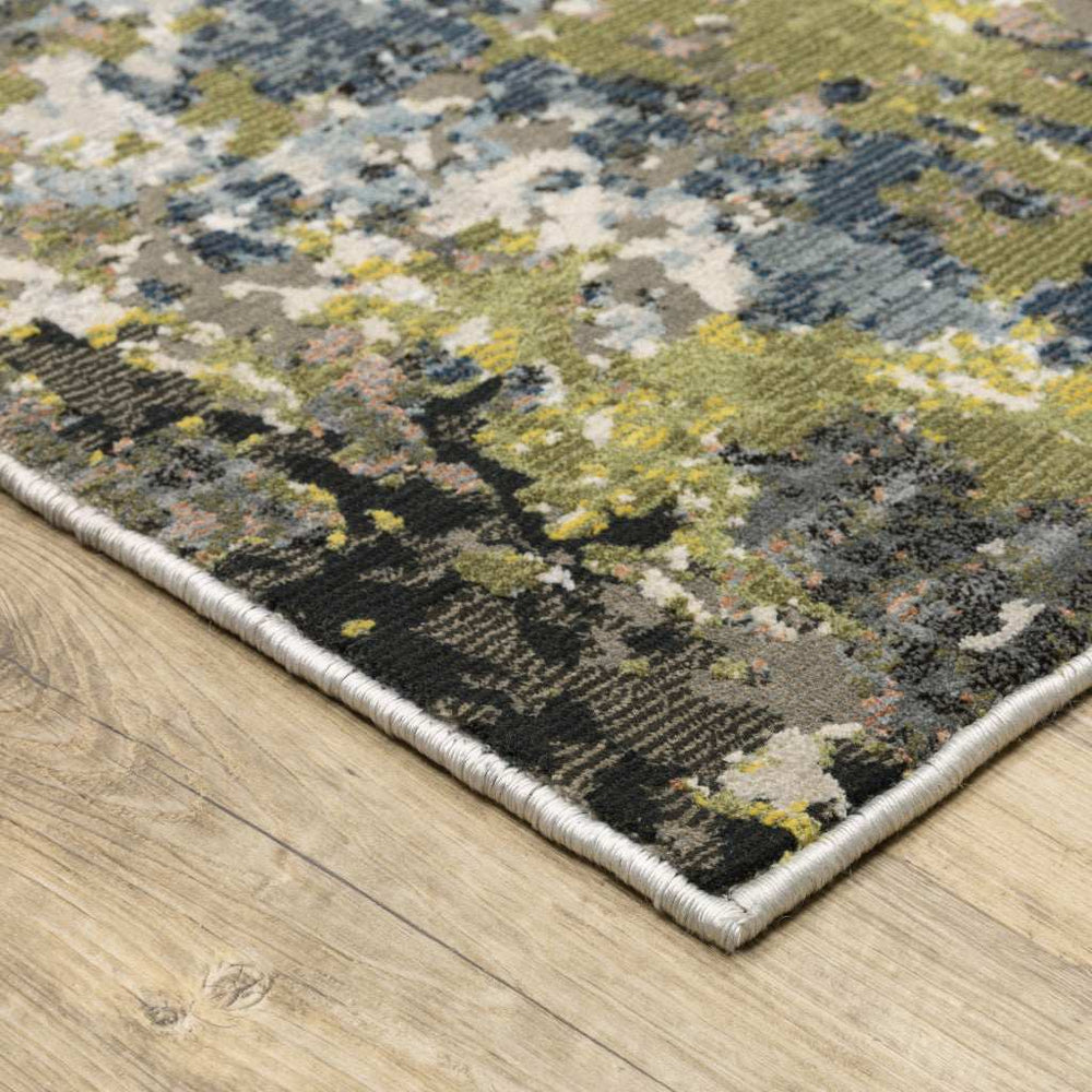10' X 13' Grey Green Gold Blue And Beige Abstract Power Loom Stain Resistant Area Rug - Homeroots - Flyclothing LLC