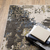 10' X 13' Grey Green Gold Blue And Beige Abstract Power Loom Stain Resistant Area Rug - Homeroots - Flyclothing LLC