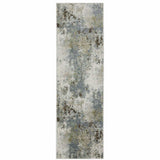 2' X 8' Blue Grey Green And Beige Abstract Power Loom Stain Resistant Runner Rug - Homeroots - Flyclothing LLC