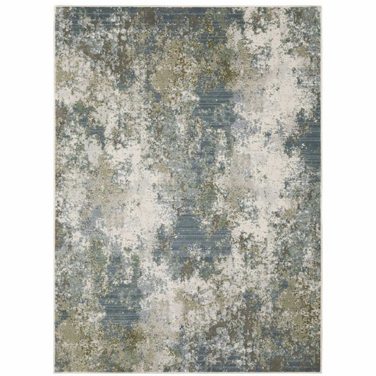 5' X 8' Blue Grey Green And Beige Abstract Power Loom Stain Resistant Area Rug - Homeroots - Flyclothing LLC