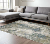6' X 9' Blue Grey Green And Beige Abstract Power Loom Stain Resistant Area Rug - Homeroots - Flyclothing LLC