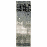 2' X 8' Blue Green Grey And Beige Abstract Power Loom Stain Resistant Runner Rug - Homeroots - Flyclothing LLC