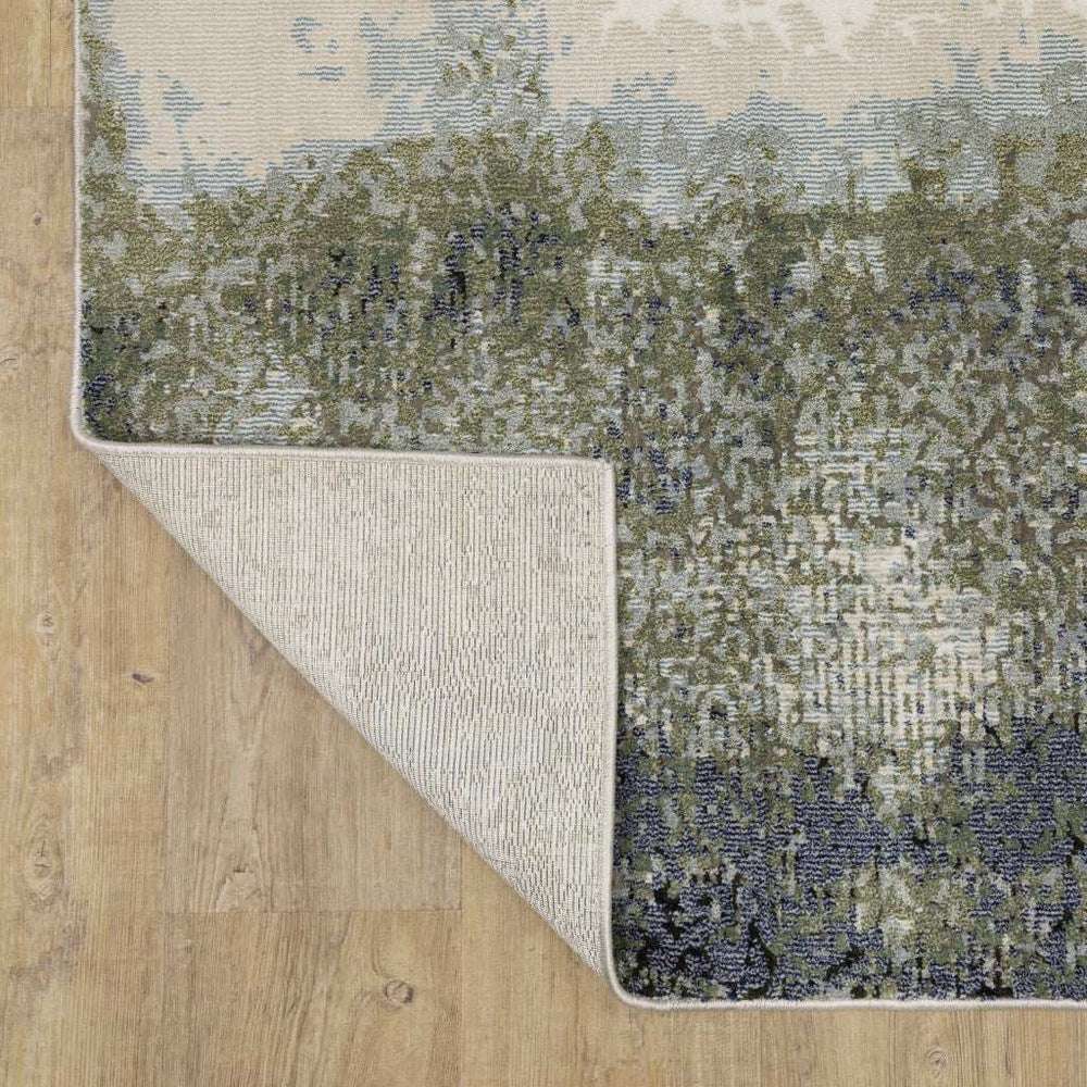 2' X 8' Blue Green Grey And Beige Abstract Power Loom Stain Resistant Runner Rug - Homeroots - Flyclothing LLC