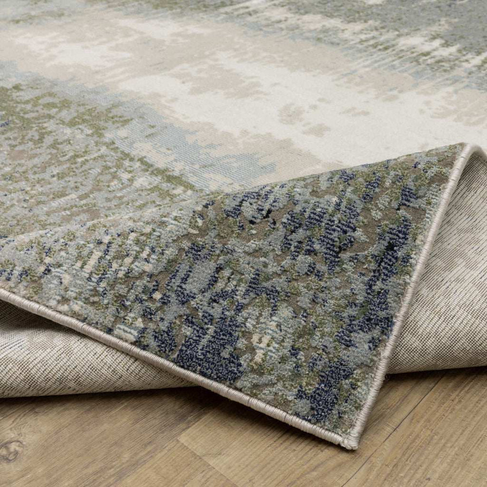 2' X 8' Blue Green Grey And Beige Abstract Power Loom Stain Resistant Runner Rug - Homeroots - Flyclothing LLC