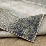 2' X 8' Blue Green Grey And Beige Abstract Power Loom Stain Resistant Runner Rug - Homeroots - Flyclothing LLC
