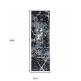 2' X 8' Blue Grey And Beige Abstract Power Loom Stain Resistant Runner Rug - Homeroots - Flyclothing LLC