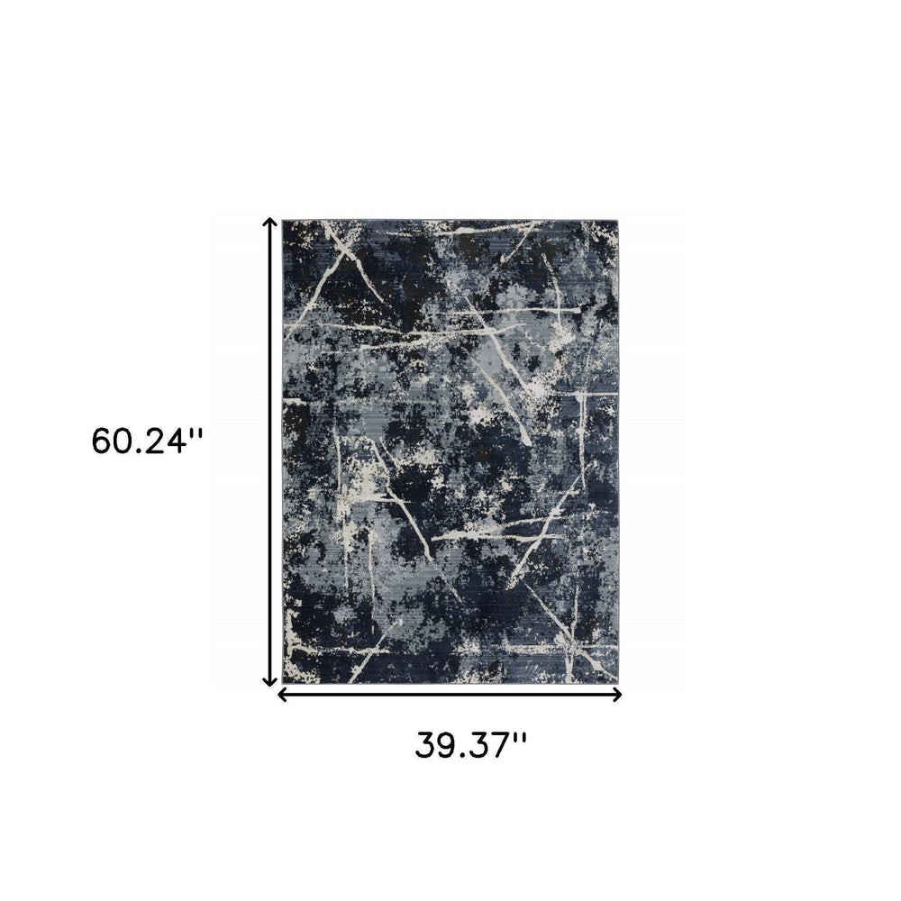 3' X 5' Blue Grey And Beige Abstract Power Loom Stain Resistant Area Rug - Homeroots - Flyclothing LLC