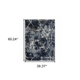 3' X 5' Blue Grey And Beige Abstract Power Loom Stain Resistant Area Rug - Homeroots - Flyclothing LLC