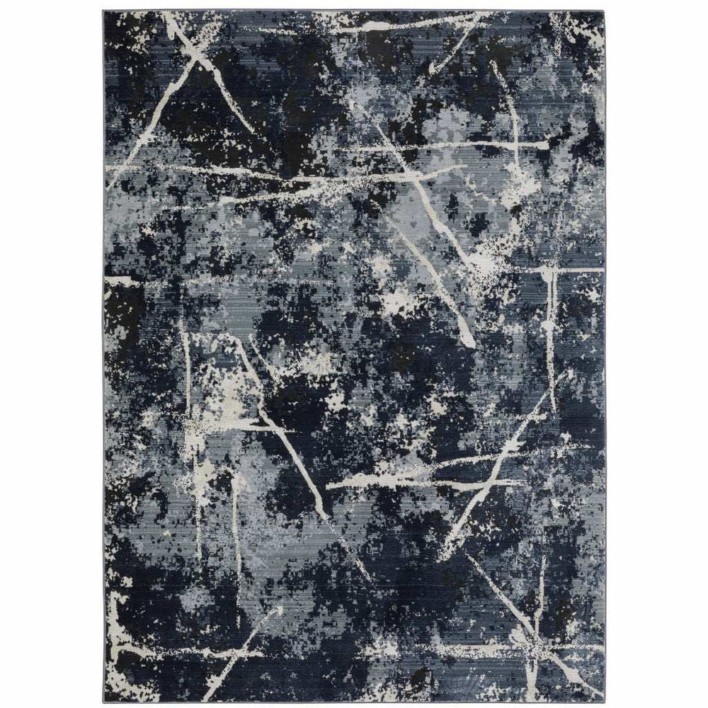 3' X 5' Blue Grey And Beige Abstract Power Loom Stain Resistant Area Rug - Homeroots - Flyclothing LLC
