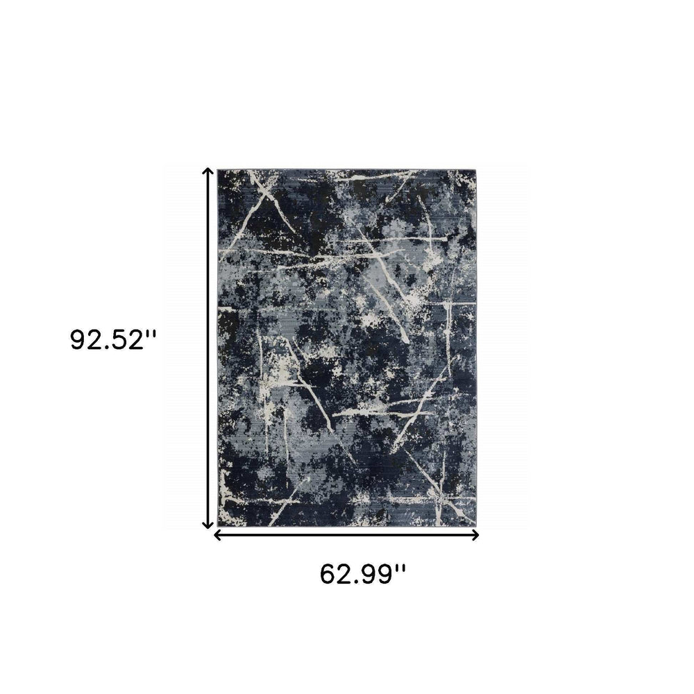 5' X 8' Blue Grey And Beige Abstract Power Loom Stain Resistant Area Rug - Homeroots - Flyclothing LLC