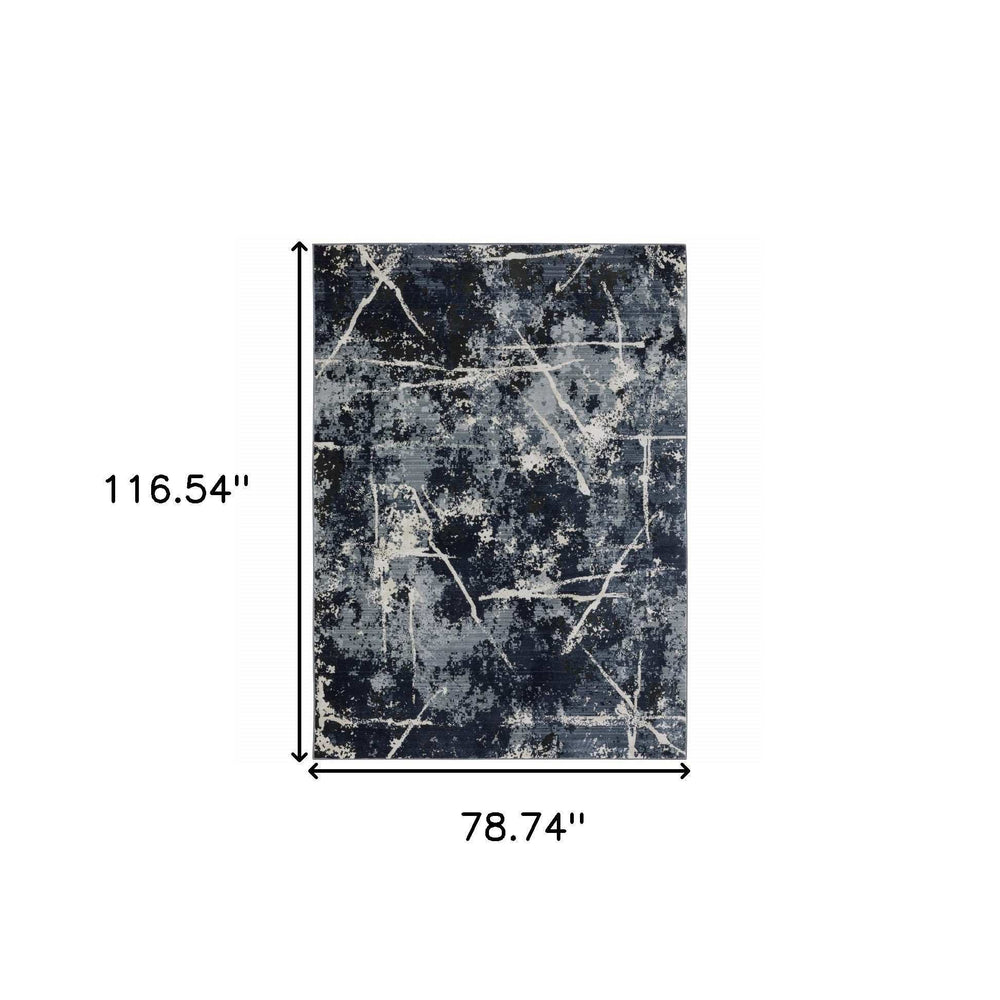 6' X 9' Blue Grey And Beige Abstract Power Loom Stain Resistant Area Rug - Homeroots - Flyclothing LLC