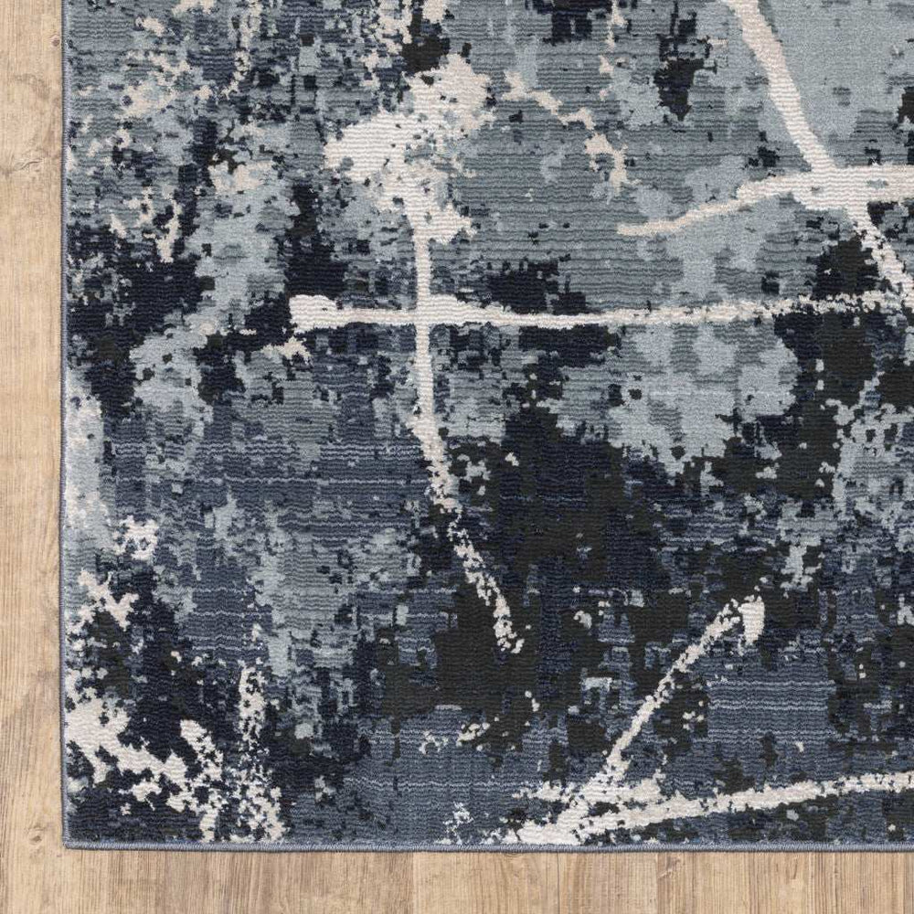 10' X 13' Blue Grey And Beige Abstract Power Loom Stain Resistant Area Rug - Homeroots - Flyclothing LLC