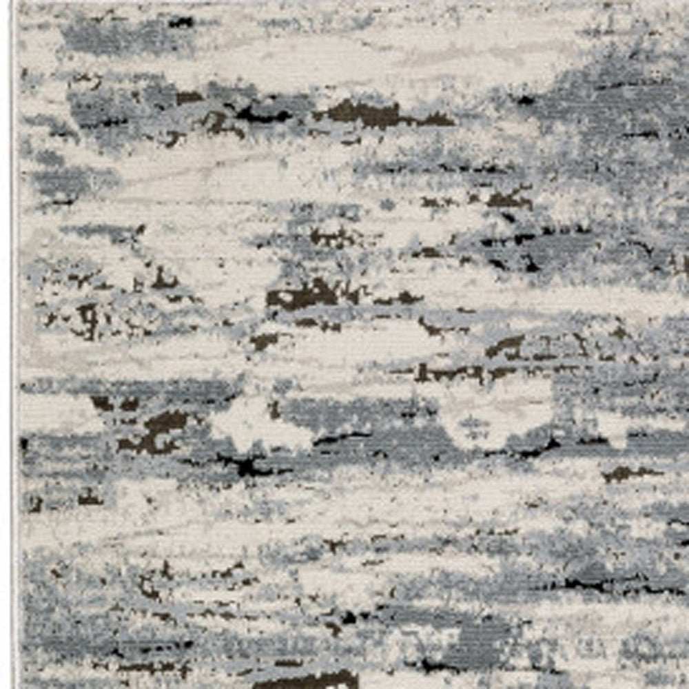 2' X 8' Blue Grey Beige And Brown Abstract Power Loom Stain Resistant Runner Rug - Homeroots - Flyclothing LLC