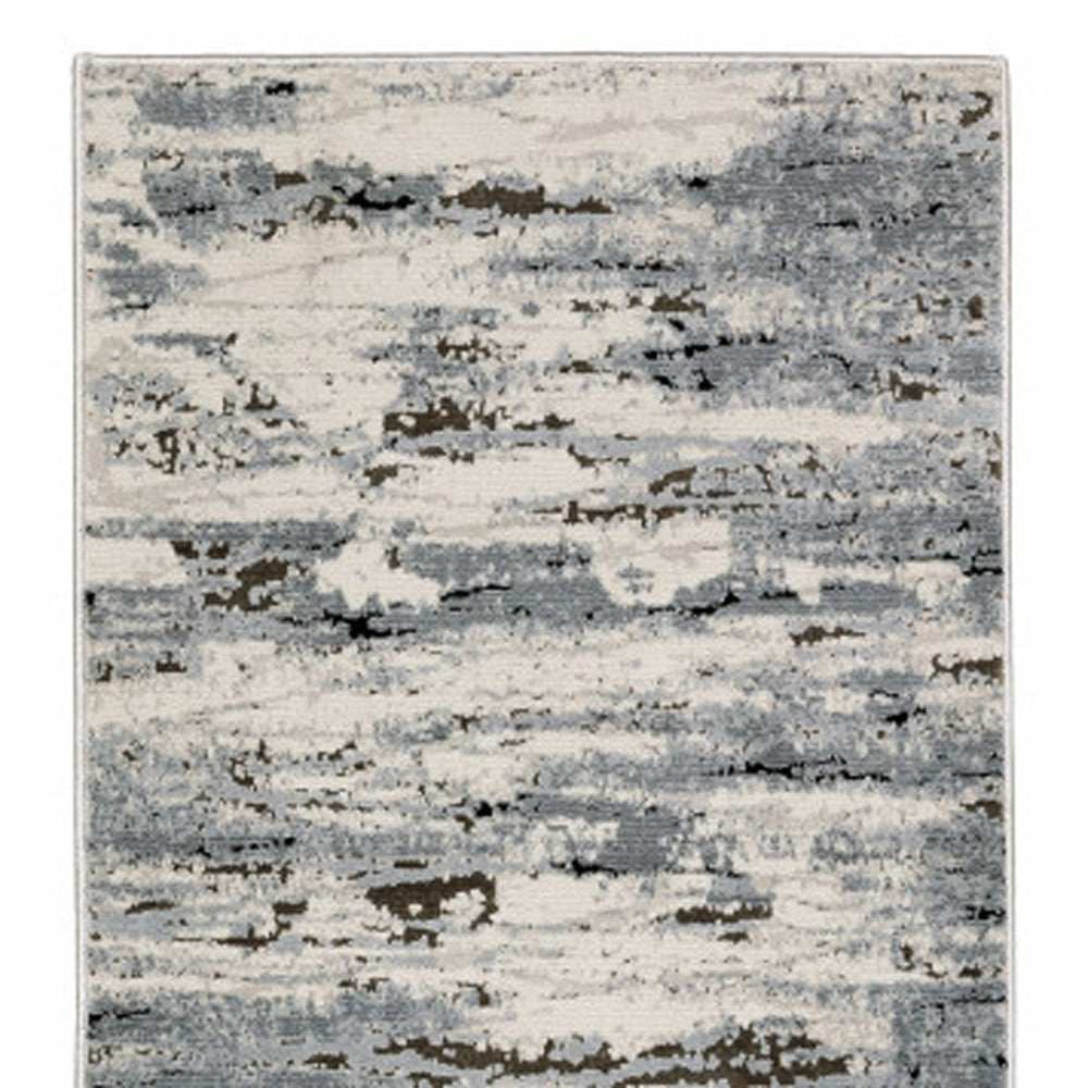 2' X 8' Blue Grey Beige And Brown Abstract Power Loom Stain Resistant Runner Rug - Homeroots - Flyclothing LLC