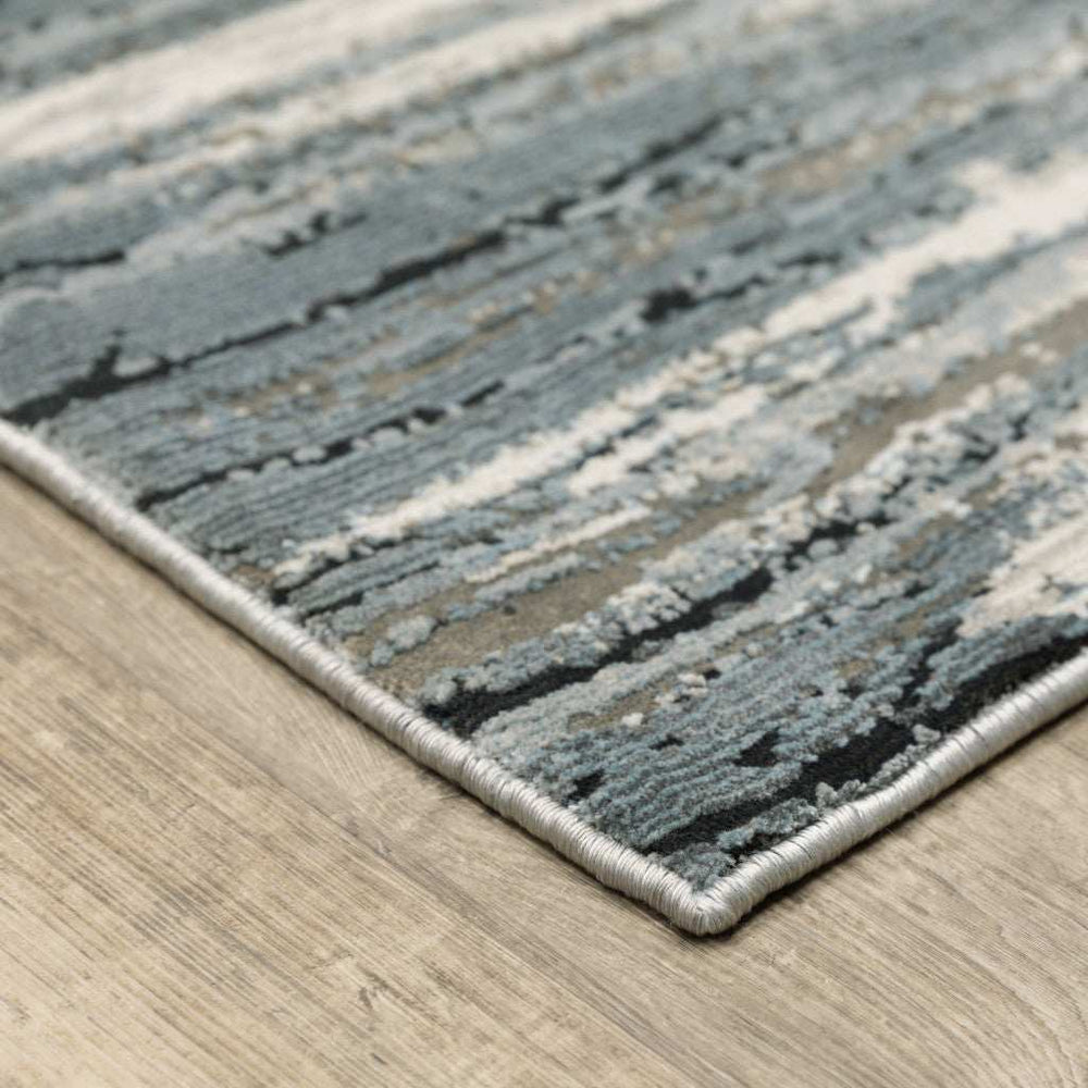2' X 8' Blue Grey Beige And Brown Abstract Power Loom Stain Resistant Runner Rug - Homeroots - Flyclothing LLC