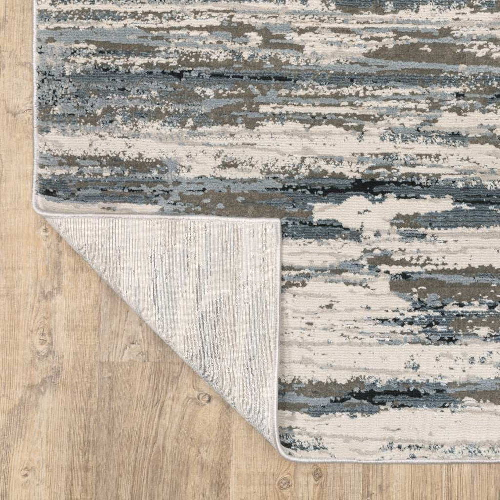 2' X 8' Blue Grey Beige And Brown Abstract Power Loom Stain Resistant Runner Rug - Homeroots - Flyclothing LLC