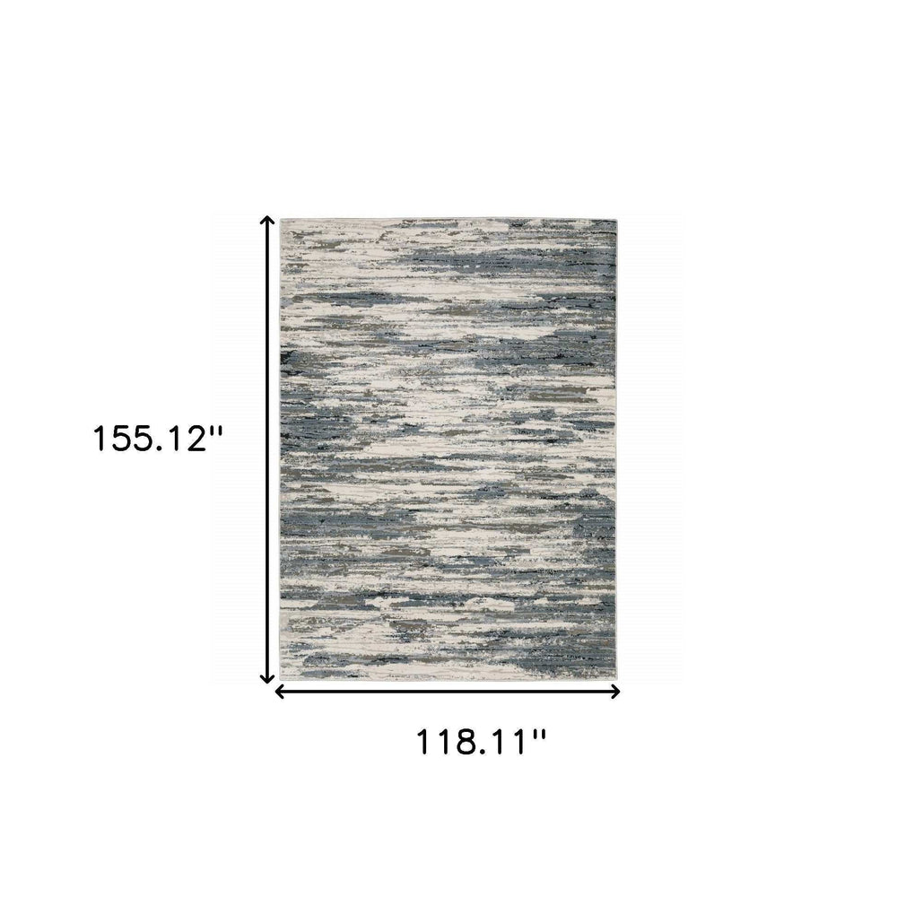 10' X 13' Blue Grey Beige And Brown Abstract Power Loom Stain Resistant Area Rug - Homeroots - Flyclothing LLC
