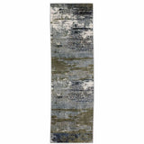 2' X 8' Blue Green Grey Brown And Beige Abstract Power Loom Stain Resistant Runner Rug - Homeroots - Flyclothing LLC