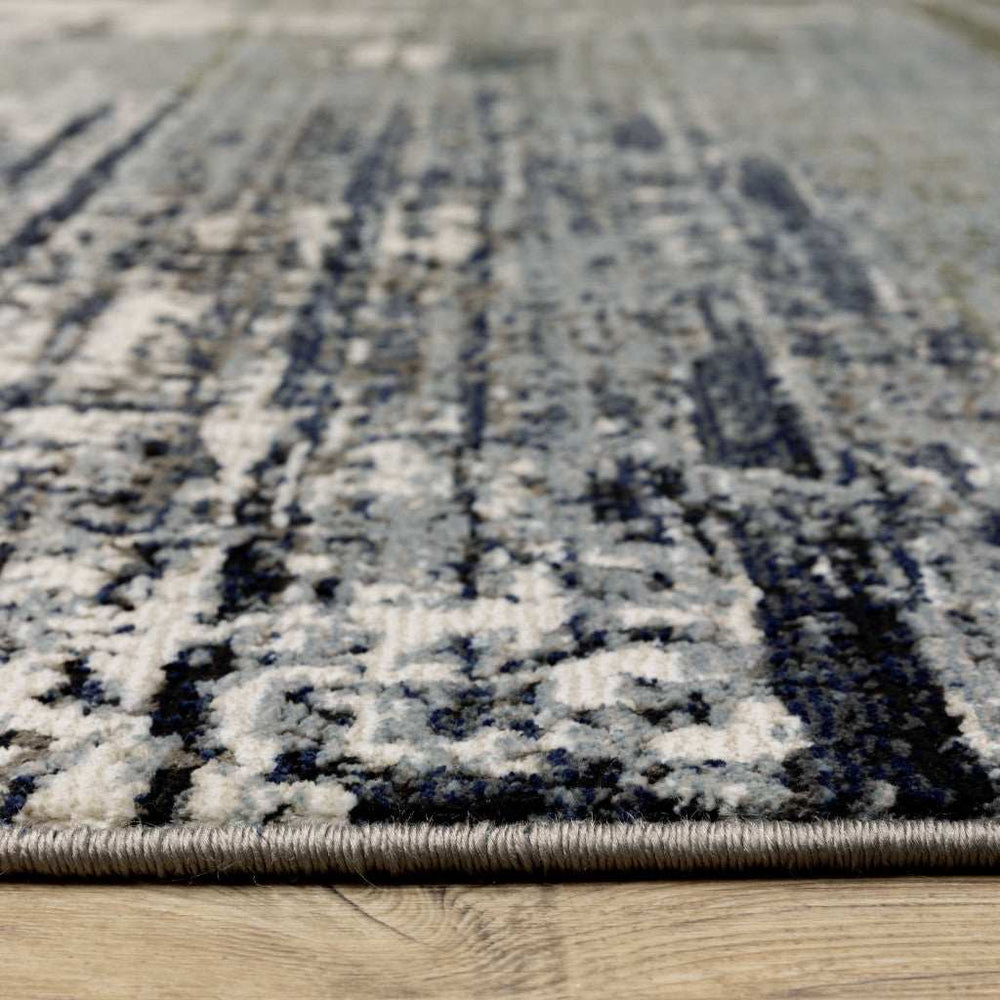 2' X 8' Blue Green Grey Brown And Beige Abstract Power Loom Stain Resistant Runner Rug - Homeroots - Flyclothing LLC