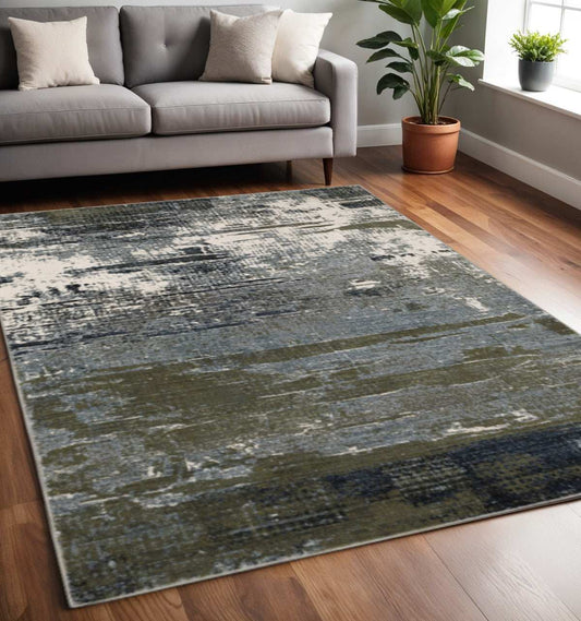 5' X 8' Blue And Green Abstract Power Loom Area Rug - Homeroots - Flyclothing LLC