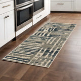 2' X 8' Blue And Beige Abstract Power Loom Stain Resistant Runner Rug - Homeroots - Flyclothing LLC