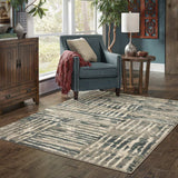 2' X 3' Blue And Beige Abstract Power Loom Stain Resistant Area Rug - Homeroots - Flyclothing LLC