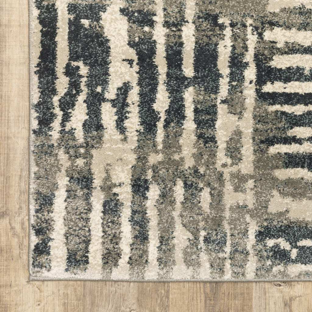 2' X 3' Blue And Beige Abstract Power Loom Stain Resistant Area Rug - Homeroots - Flyclothing LLC
